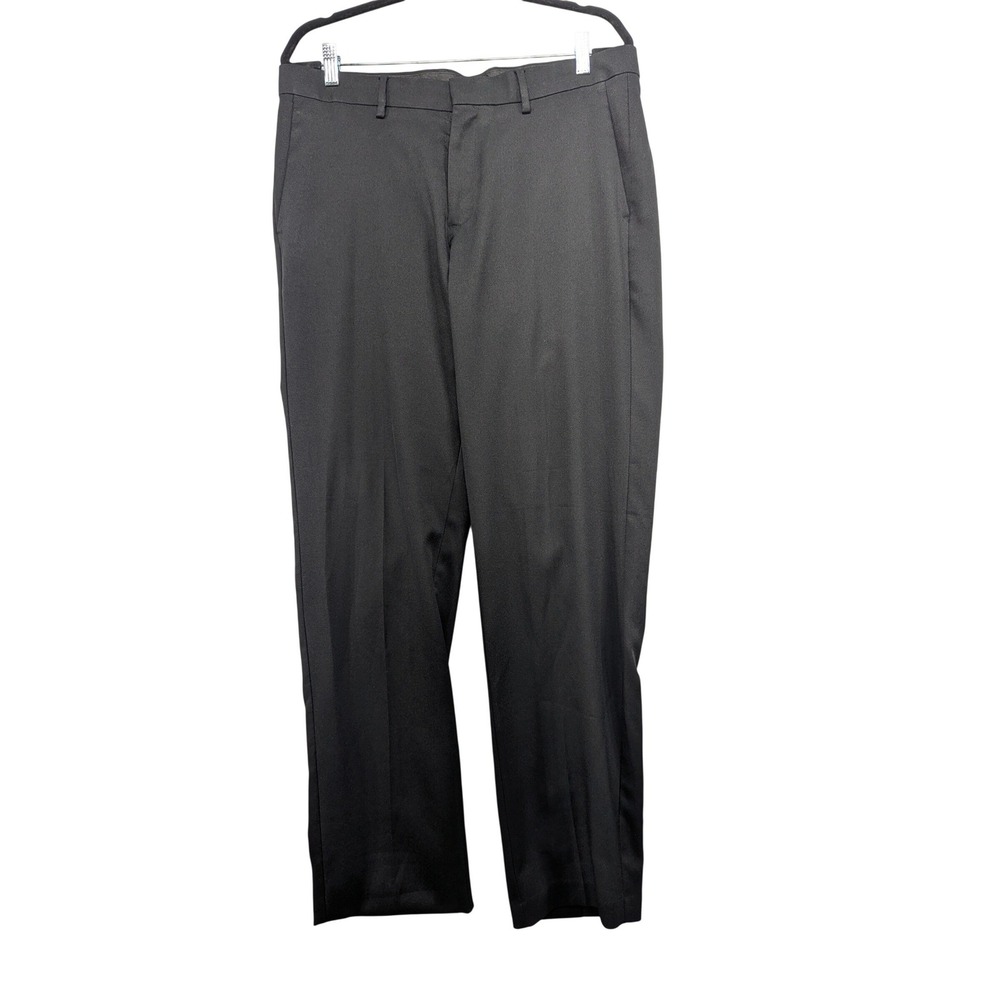 Louis Raphael‎ Mens Slim Fit Dress Pants Black Flat Front Trousers 34x30